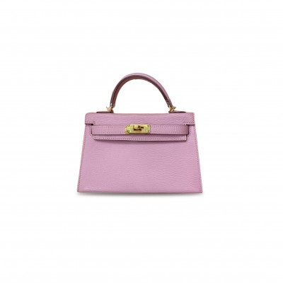 HERMÈS MASTER CHEVRE MINI KELLY II SELLIER 20 MALVA PURPLE GOLD BUCKLE (19*12*5.5cm) 